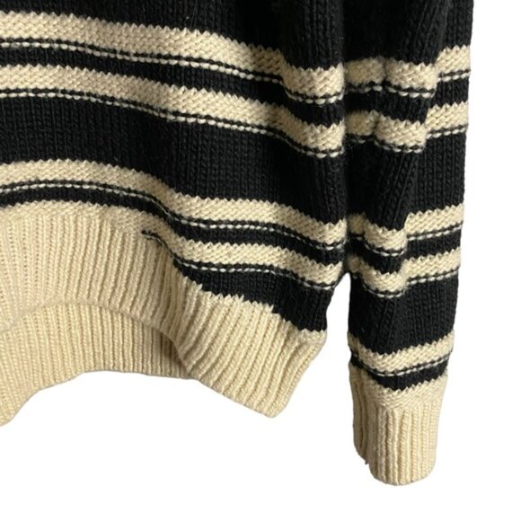 H&M Women's Cream/Black Striped Crewneck Wool Knit Sweater - Picture 4 of 8